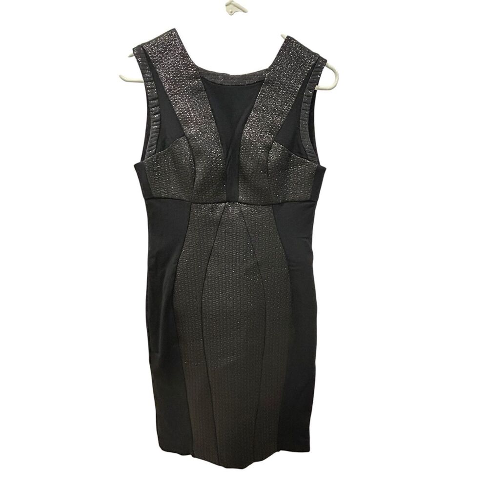 Yoana Baraschi Anthropologie Cocktail Dress Black Silver Shimmer Size 4 Short